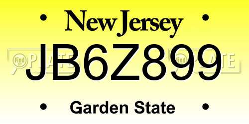 JB6Z899 New Jersey License Plate