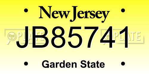 JB85741 New Jersey License Plate