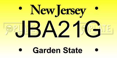 JBA21G New Jersey License Plate