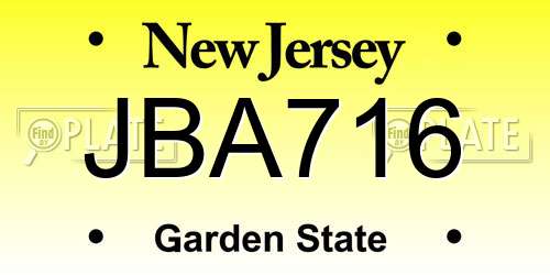 JBA716 New Jersey License Plate