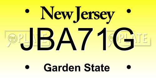 JBA71G New Jersey License Plate