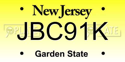 JBC91K New Jersey License Plate