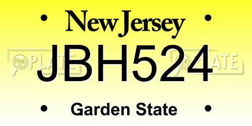 JBH524 New Jersey License Plate