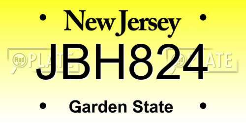 JBH824 New Jersey License Plate