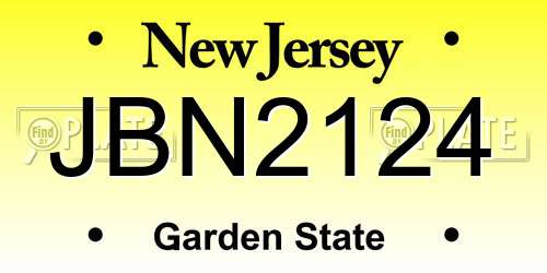 JBN2124 New Jersey License Plate