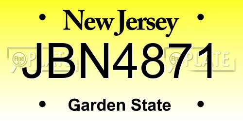 JBN4871 New Jersey License Plate
