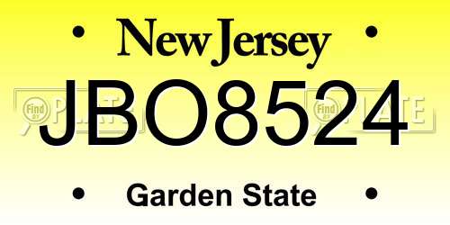 JBO8524 New Jersey License Plate