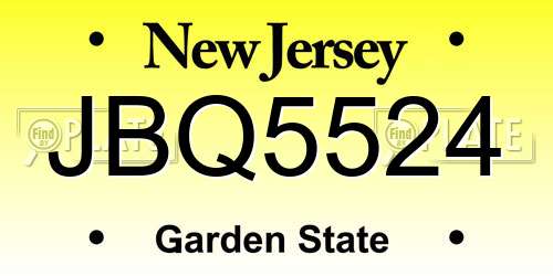 JBQ5524 New Jersey License Plate
