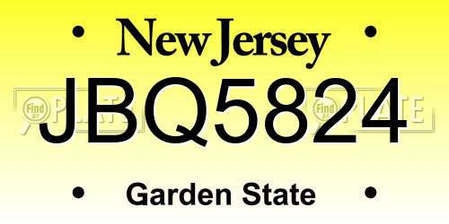 JBQ5824 New Jersey License Plate