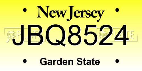 JBQ8524 New Jersey License Plate