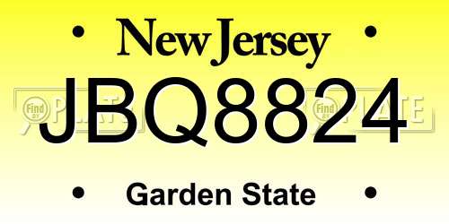 JBQ8824 New Jersey License Plate