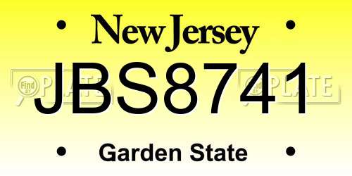 JBS8741 New Jersey License Plate