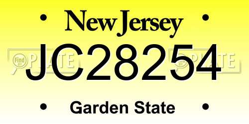 JC28254 New Jersey License Plate