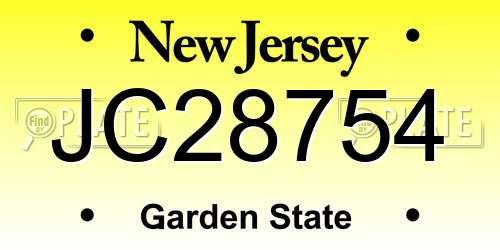 JC28754 New Jersey License Plate