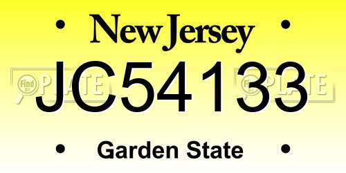 JC54133 New Jersey License Plate