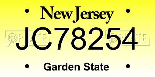 JC78254 New Jersey License Plate