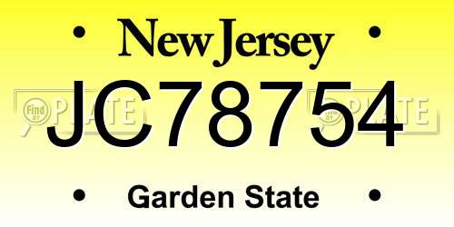 JC78754 New Jersey License Plate