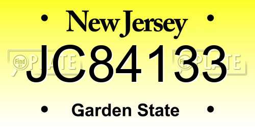 JC84133 New Jersey License Plate
