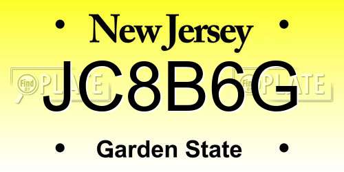 JC8B6G New Jersey License Plate