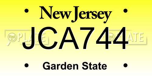 JCA744 New Jersey License Plate