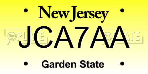 JCA7AA New Jersey License Plate