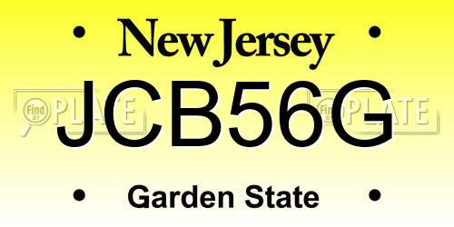 JCB56G New Jersey License Plate