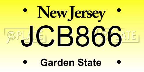 JCB866 New Jersey License Plate