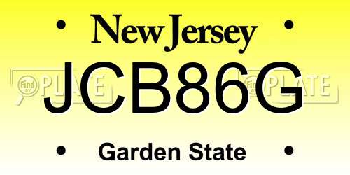JCB86G New Jersey License Plate