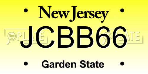 JCBB66 New Jersey License Plate