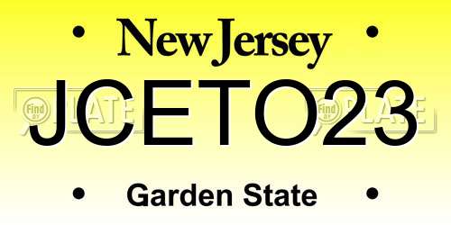 JCETO23 New Jersey License Plate