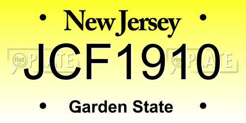 JCF1910 New Jersey License Plate