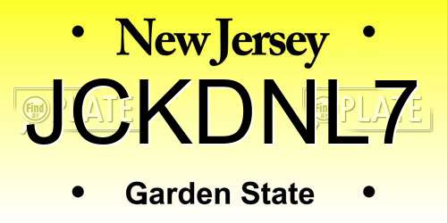 JCKDNL7 New Jersey License Plate