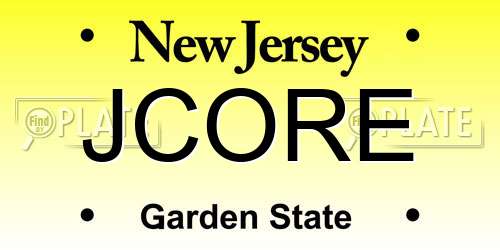 JCORE New Jersey License Plate