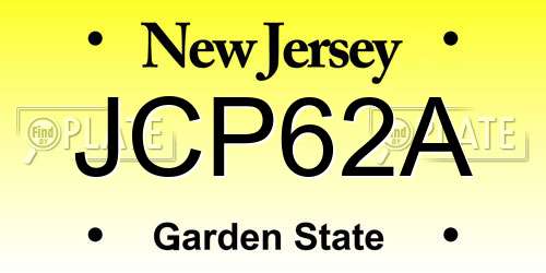 JCP62A New Jersey License Plate