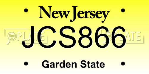 JCS866 New Jersey License Plate