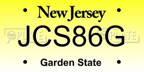 JCS86G New Jersey License Plate