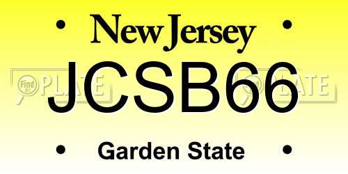 JCSB66 New Jersey License Plate