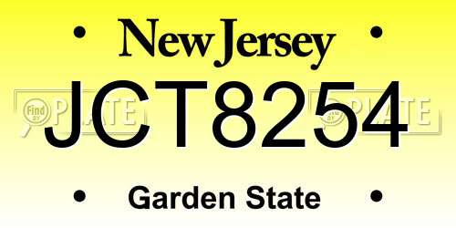 JCT8254 New Jersey License Plate