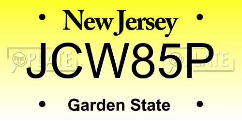 JCW85P New Jersey License Plate
