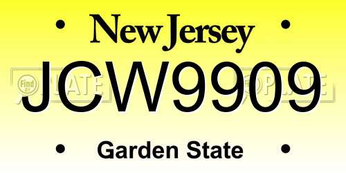 JCW9909 New Jersey License Plate