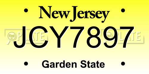 JCY7897 New Jersey License Plate