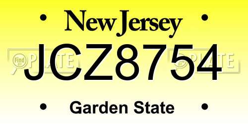 JCZ8754 New Jersey License Plate