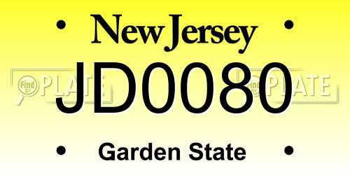 JD0080 New Jersey License Plate