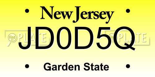 JD0D5Q New Jersey License Plate