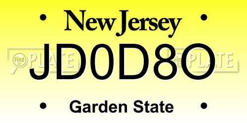 JD0D8O New Jersey License Plate