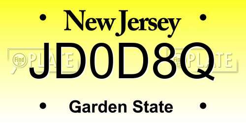 JD0D8Q New Jersey License Plate