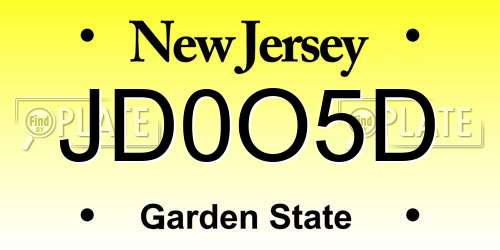 JD0O5D New Jersey License Plate