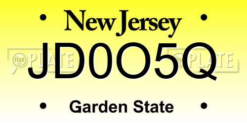 JD0O5Q New Jersey License Plate
