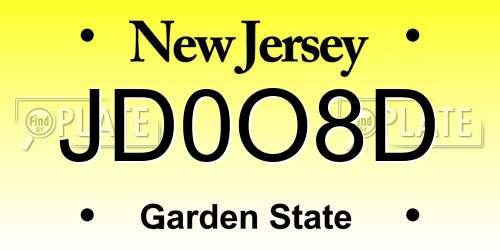 JD0O8D New Jersey License Plate