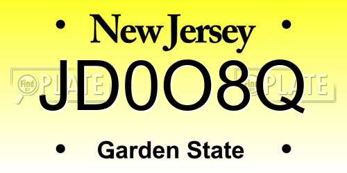 JD0O8Q New Jersey License Plate
